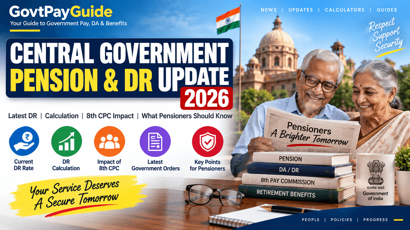 Central Government Pension & DR Update 2026: Current DR 60%, Pension Calculation & 8th CPC Impact